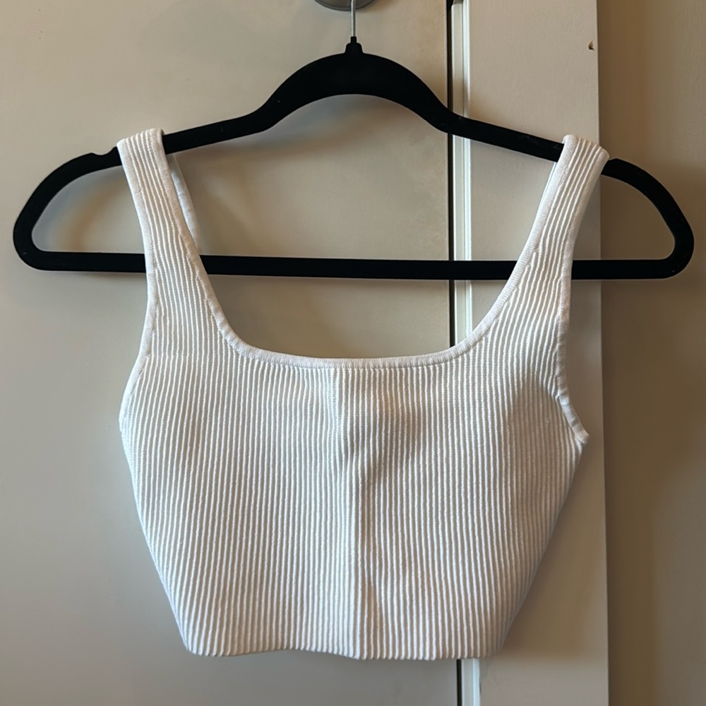 Babaton sculpt knit tank top white